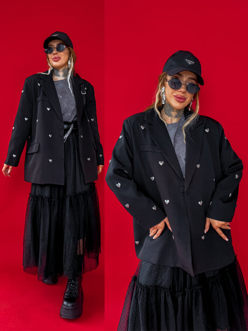 LUX melna, ONE SIZE žakete "HEARTS" PRE-ORDER